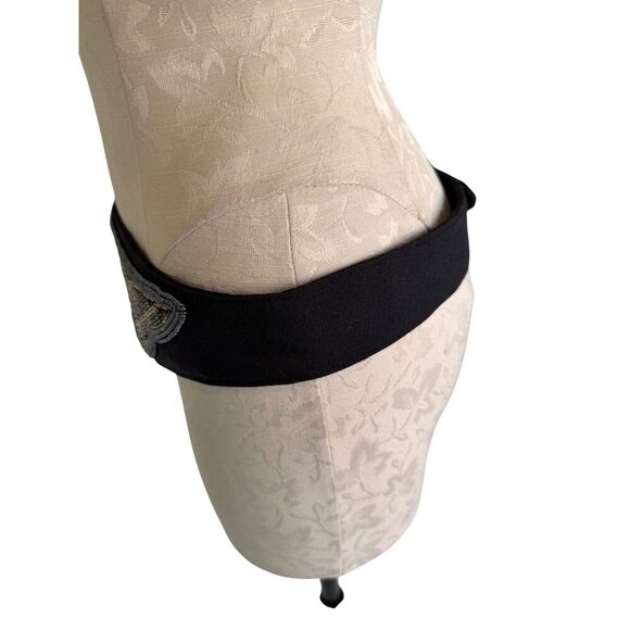 Michiko Womens Beaded Statement Belt Size Medium Black Gold Silver Vintage